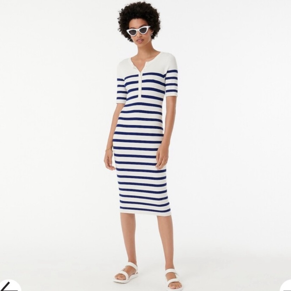 JCrew NWT Striped Knit Henley Style Dress S